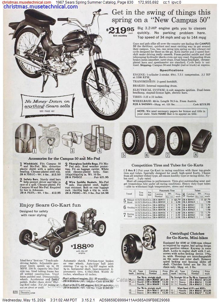 1967 Sears Spring Summer Catalog, Page 830
