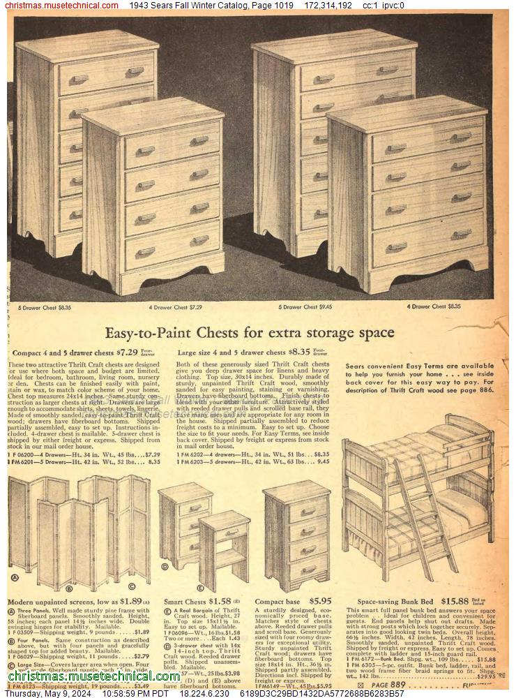 1943 Sears Fall Winter Catalog, Page 1019