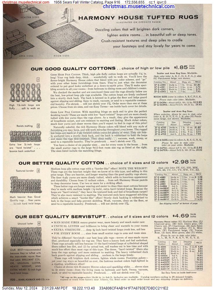 1956 Sears Fall Winter Catalog, Page 916