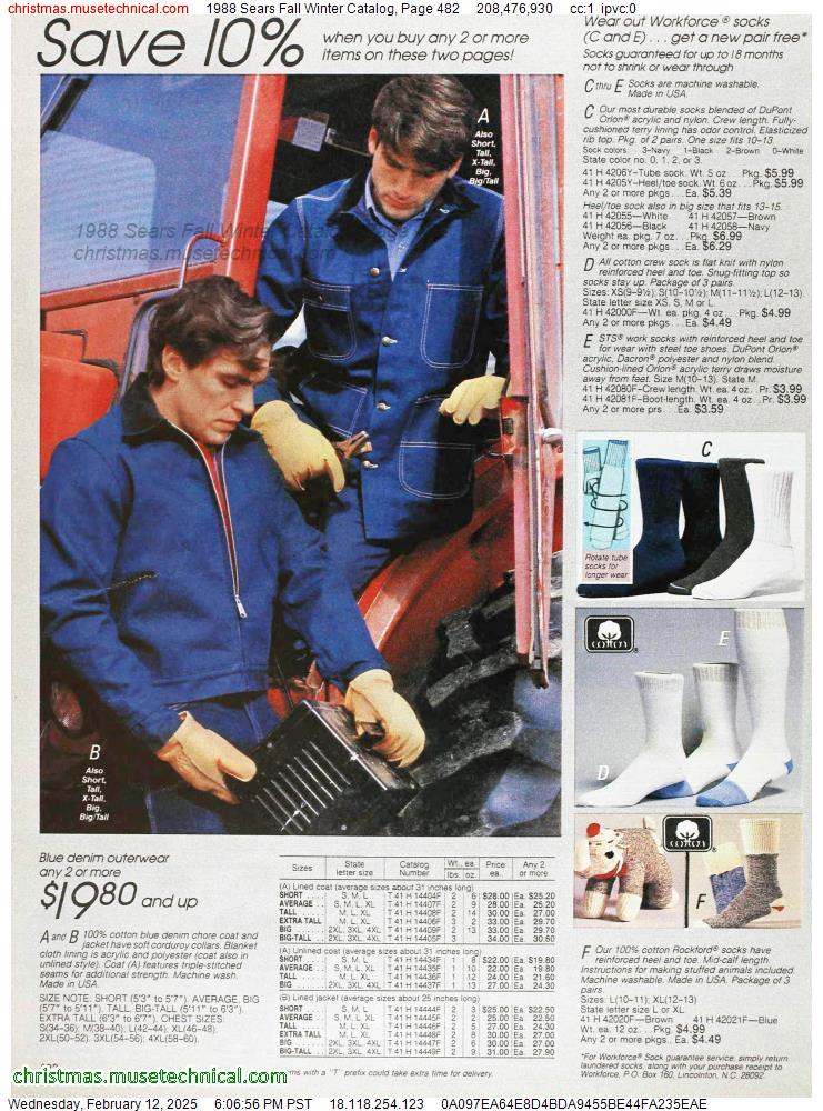 1988 Sears Fall Winter Catalog, Page 482