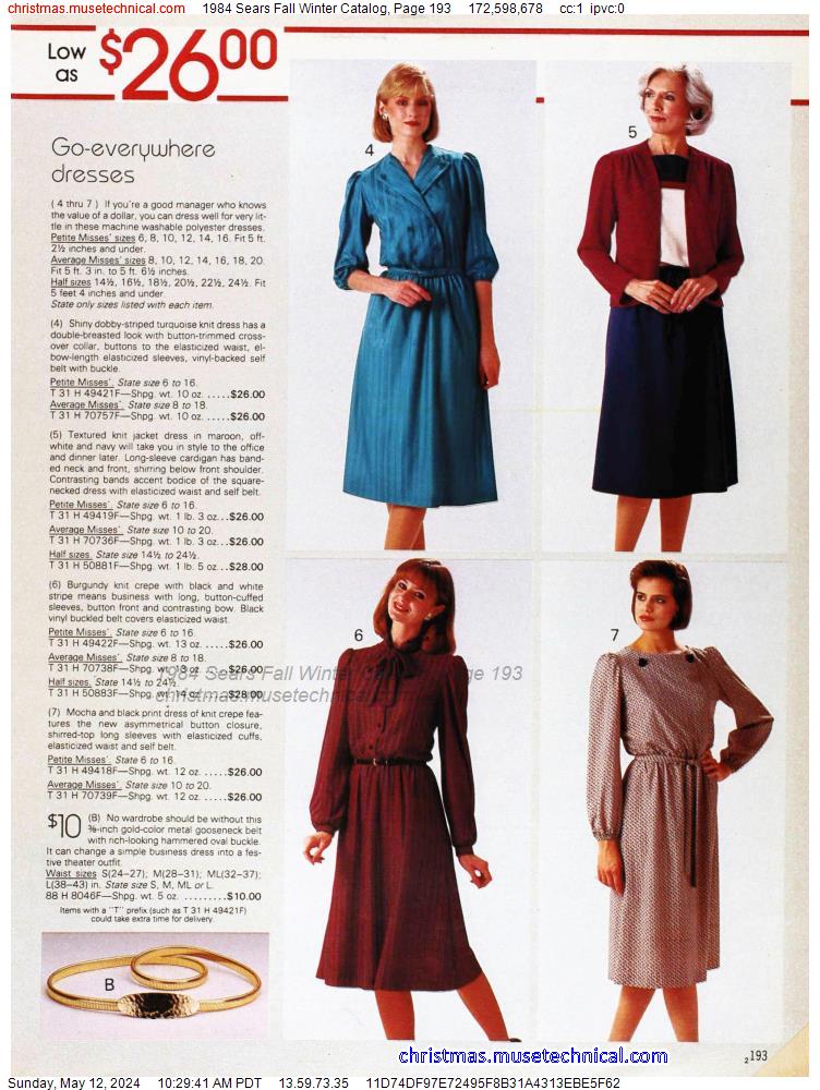 1984 Sears Fall Winter Catalog, Page 193