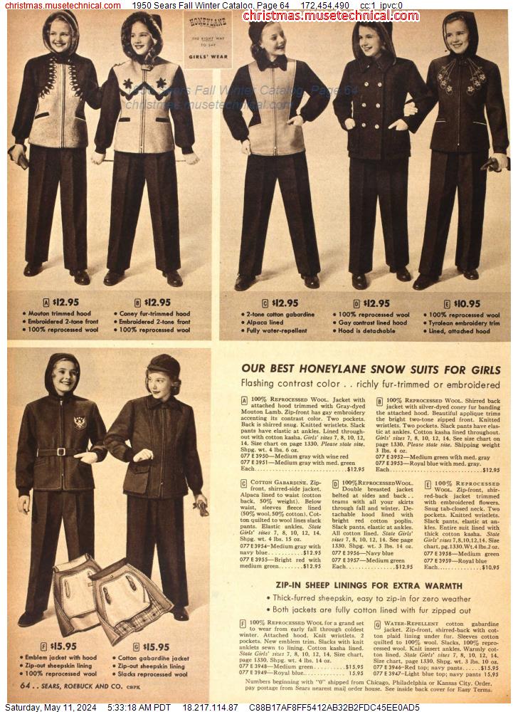 1950 Sears Fall Winter Catalog, Page 64