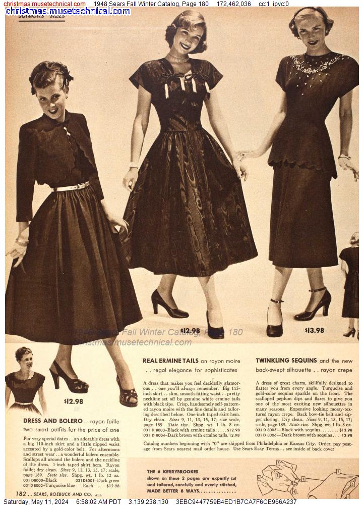 1948 Sears Fall Winter Catalog, Page 180