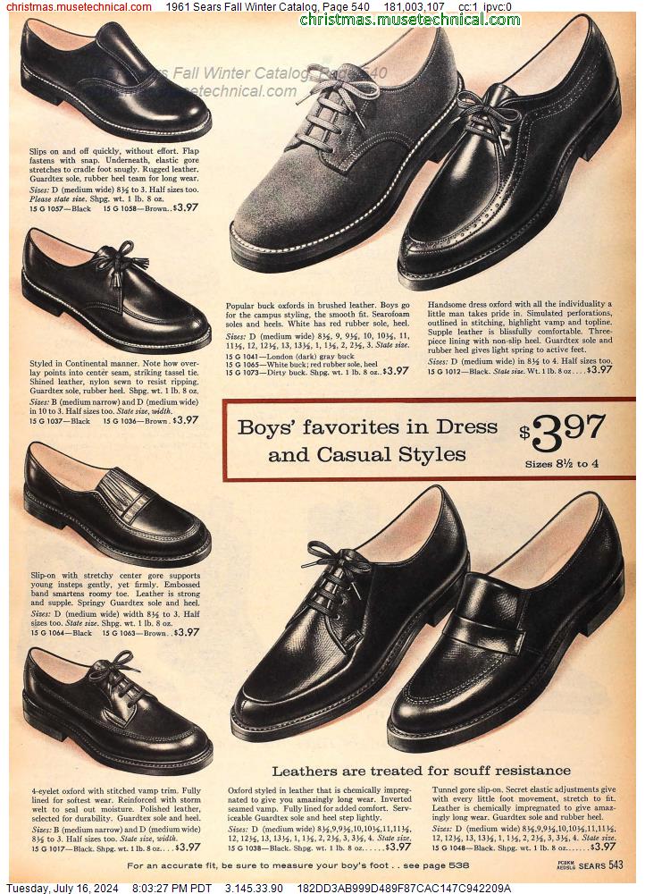 1961 Sears Fall Winter Catalog, Page 540
