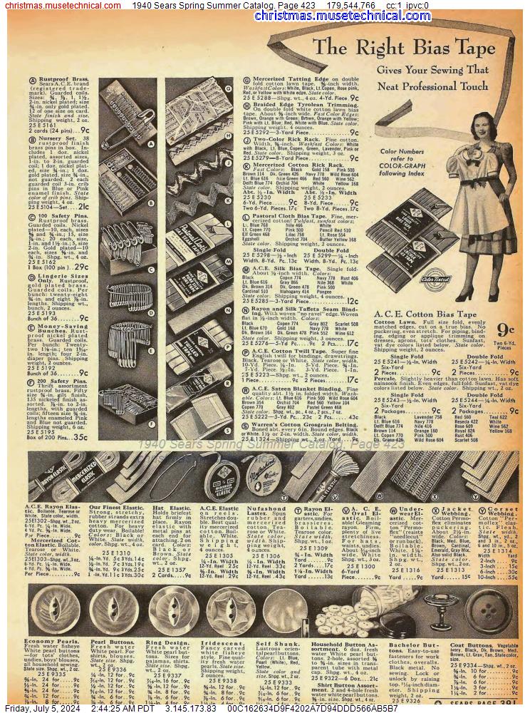 1940 Sears Spring Summer Catalog, Page 423