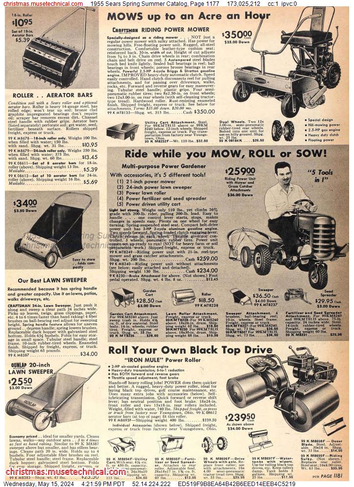 1955 Sears Spring Summer Catalog, Page 1177