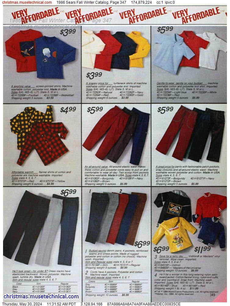 1986 Sears Fall Winter Catalog, Page 347