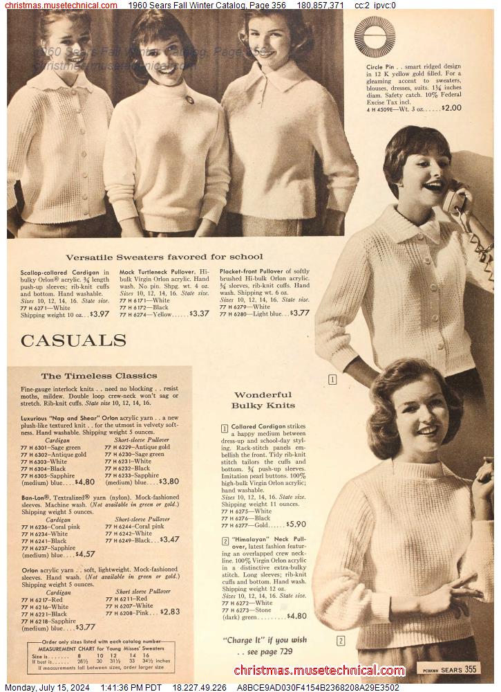 1960 Sears Fall Winter Catalog, Page 356