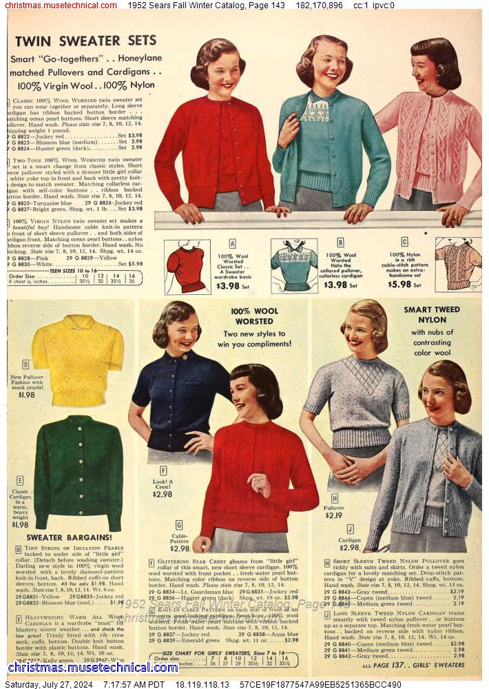 1952 Sears Fall Winter Catalog, Page 143