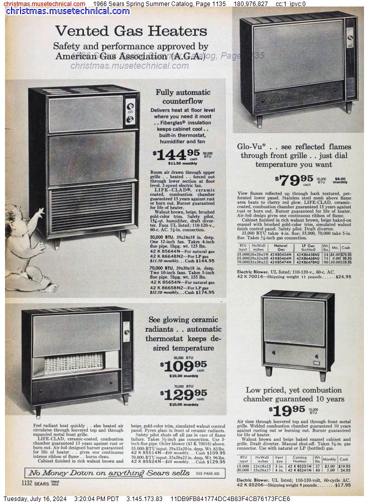 1966 Sears Spring Summer Catalog, Page 1135