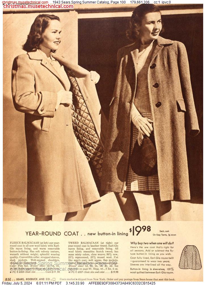 1943 Sears Spring Summer Catalog, Page 100