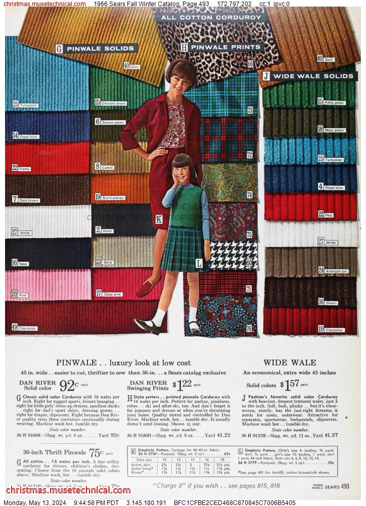 1966 Sears Fall Winter Catalog, Page 493