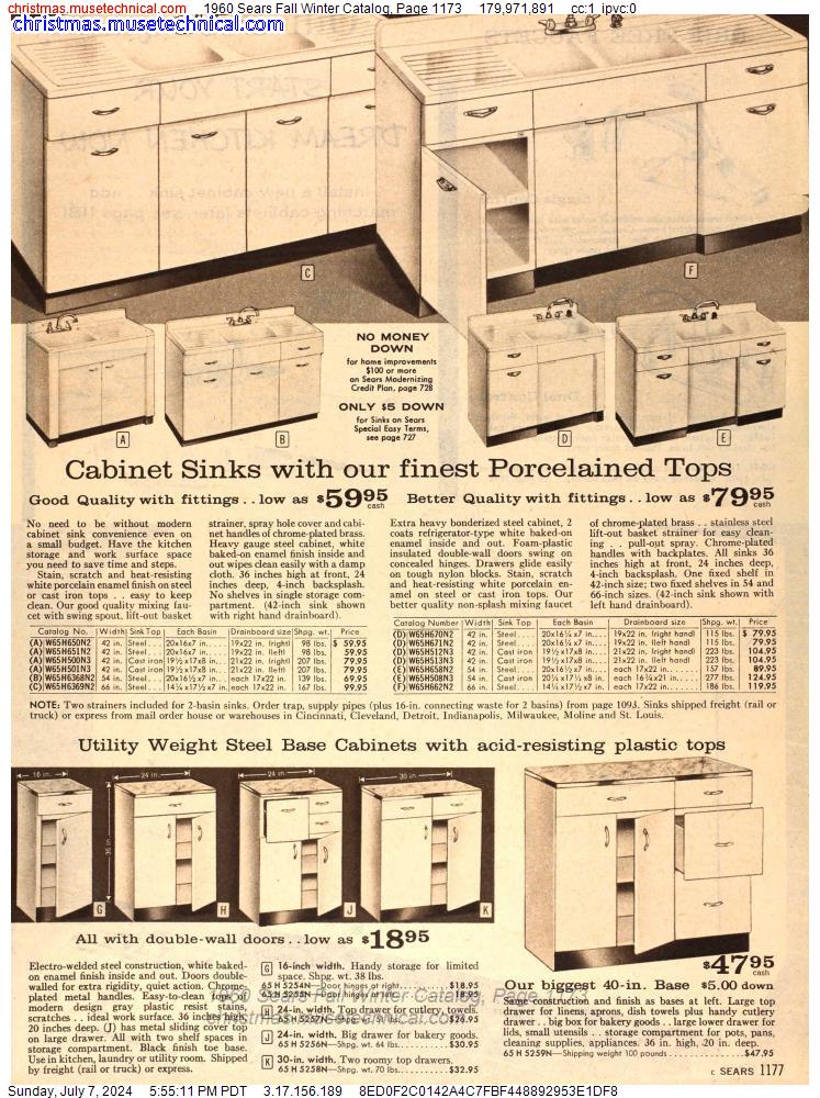 1960 Sears Fall Winter Catalog, Page 1173