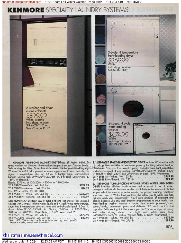 1991 Sears Fall Winter Catalog, Page 1605