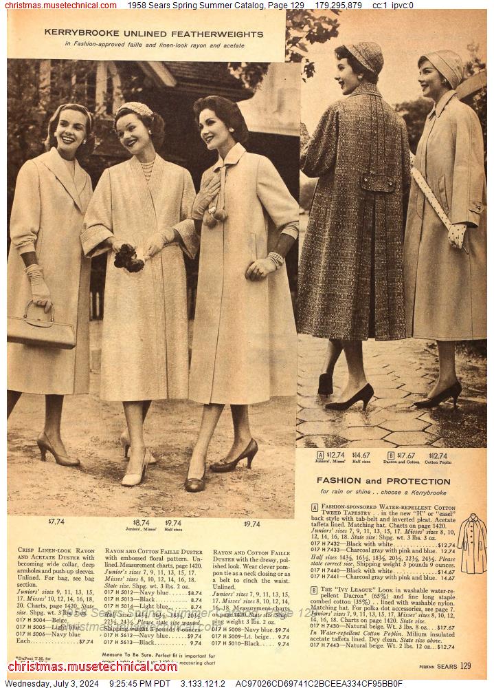 1958 Sears Spring Summer Catalog, Page 129