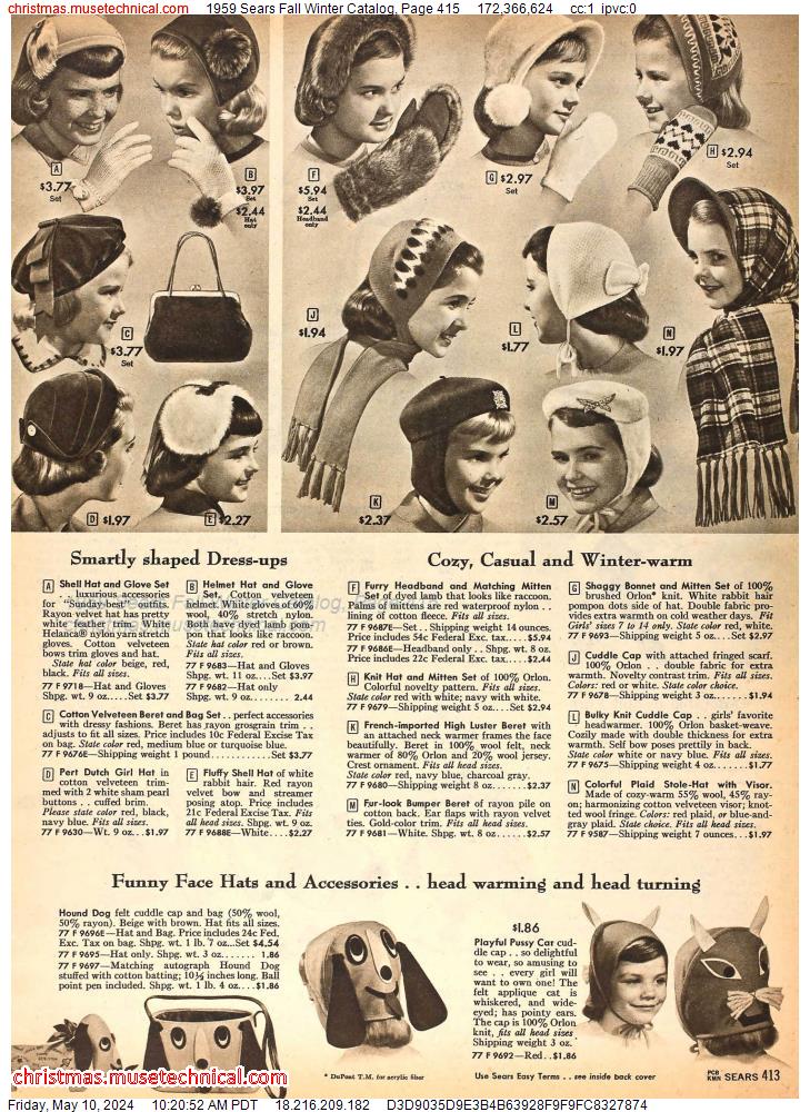 1959 Sears Fall Winter Catalog, Page 415