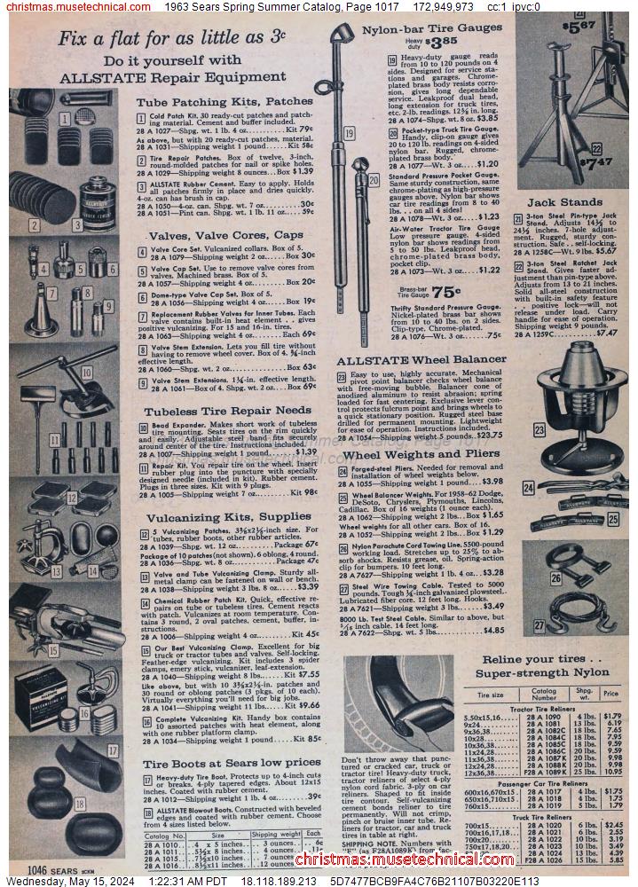 1963 Sears Spring Summer Catalog, Page 1017