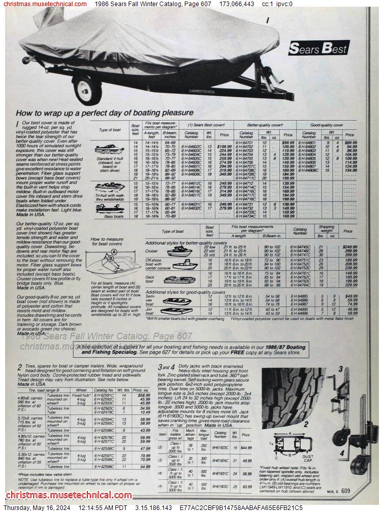 1986 Sears Fall Winter Catalog, Page 607