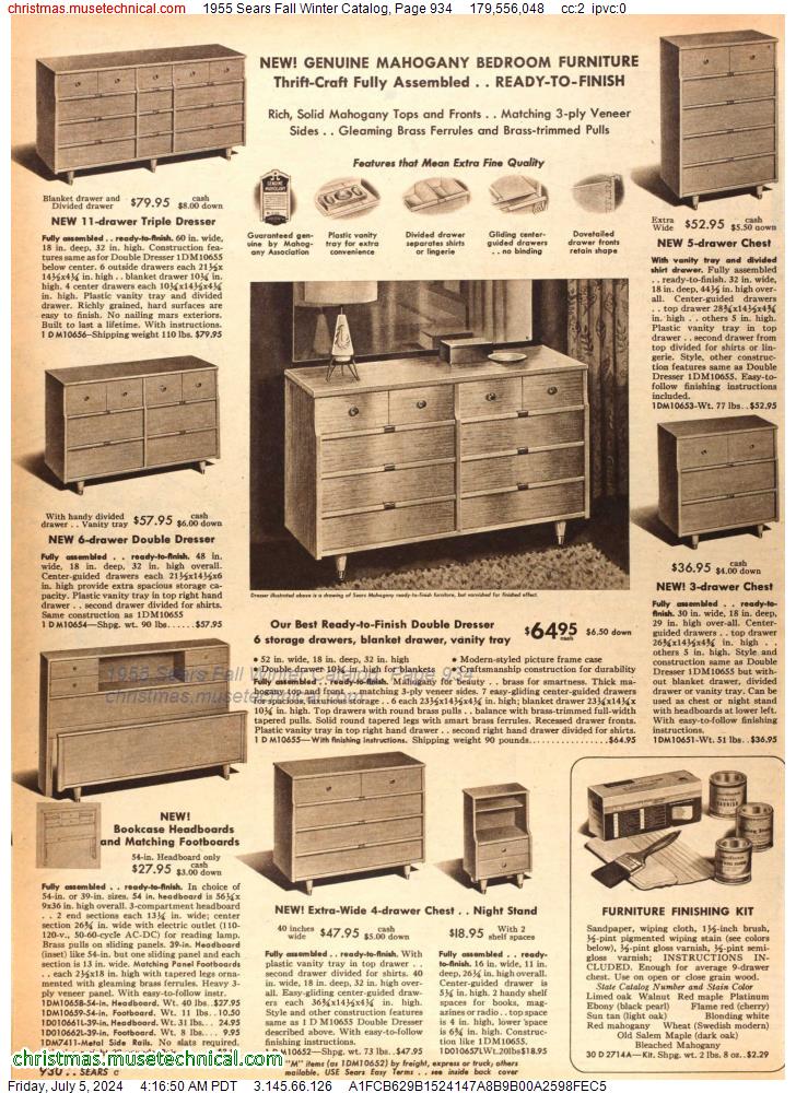 1955 Sears Fall Winter Catalog, Page 934