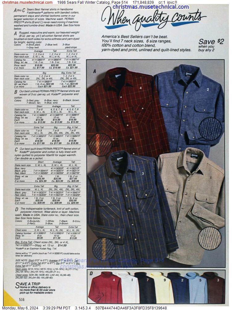 1986 Sears Fall Winter Catalog, Page 514