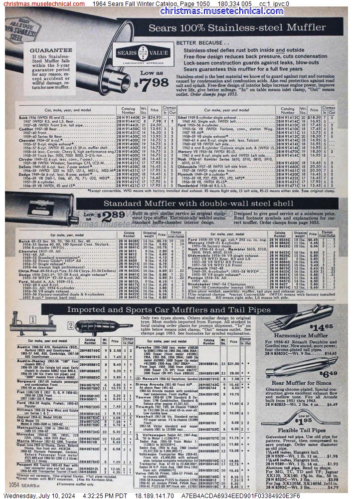 1964 Sears Fall Winter Catalog, Page 1050
