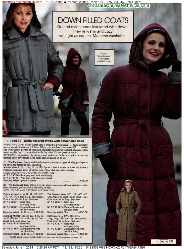 1981 Sears Fall Winter Catalog, Page 131