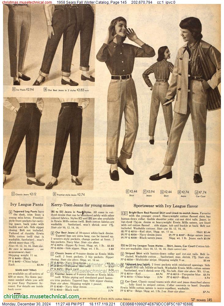 1958 Sears Fall Winter Catalog, Page 145