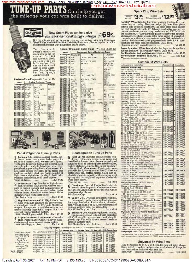 1974 Sears Fall Winter Catalog, Page 748