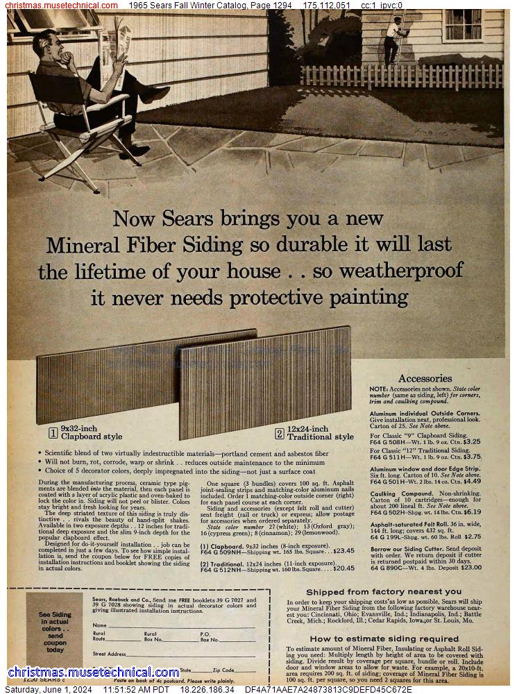 1965 Sears Fall Winter Catalog, Page 1294