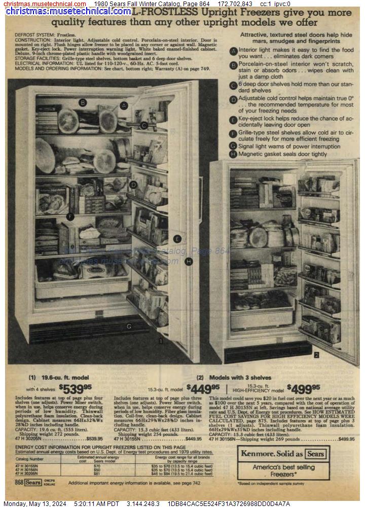 1980 Sears Fall Winter Catalog, Page 864