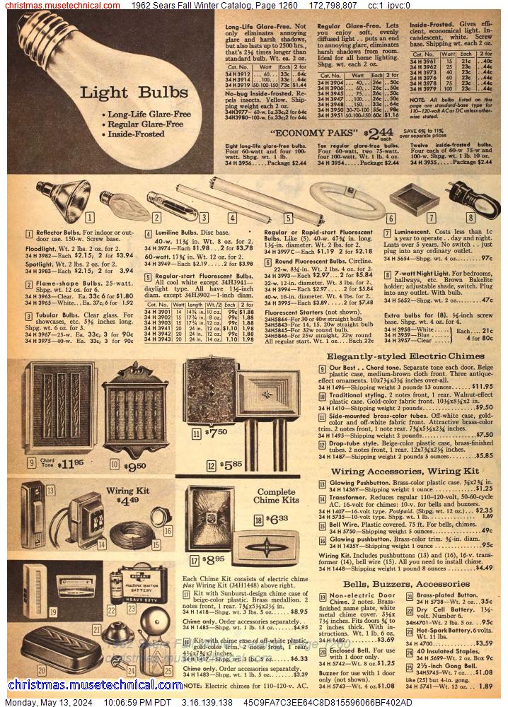 1962 Sears Fall Winter Catalog, Page 1260