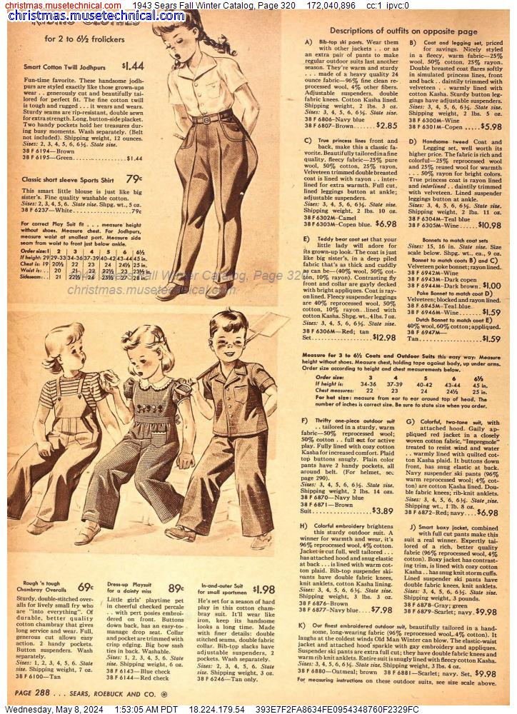 1943 Sears Fall Winter Catalog, Page 320