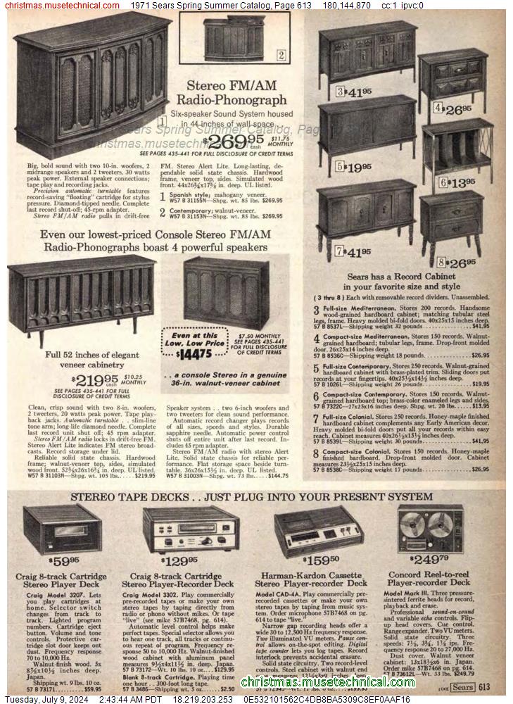 1971 Sears Spring Summer Catalog, Page 613