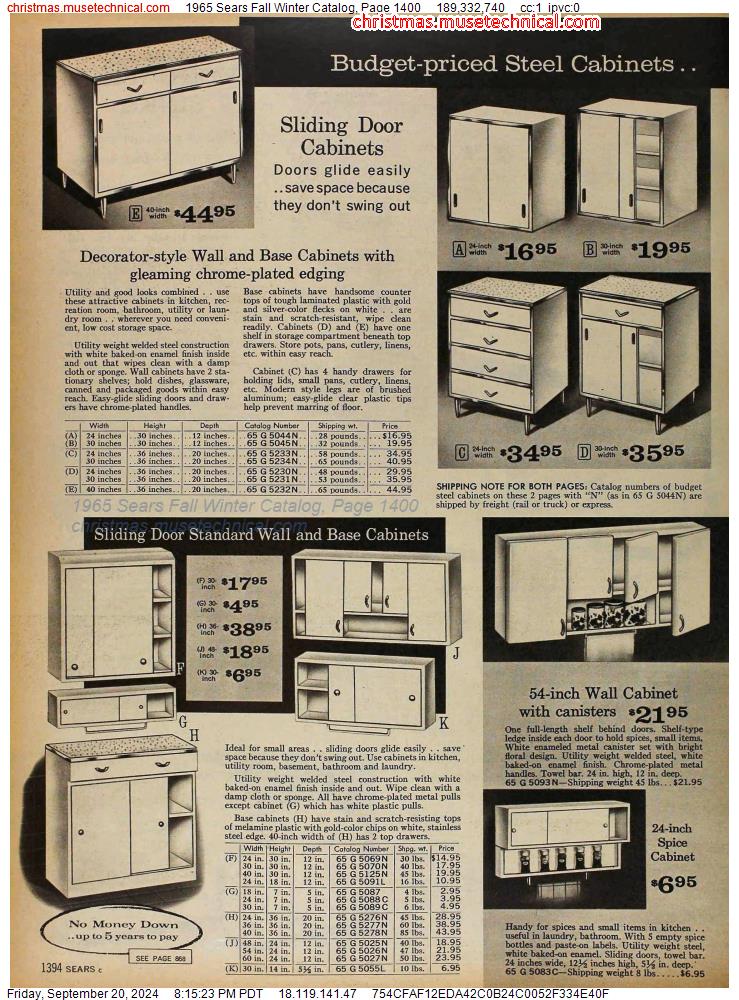 1965 Sears Fall Winter Catalog, Page 1400