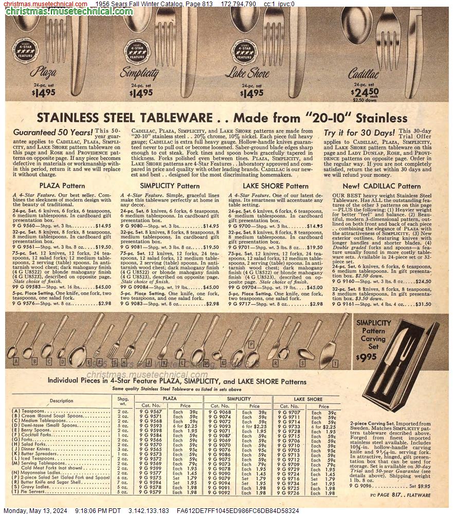 1956 Sears Fall Winter Catalog, Page 813