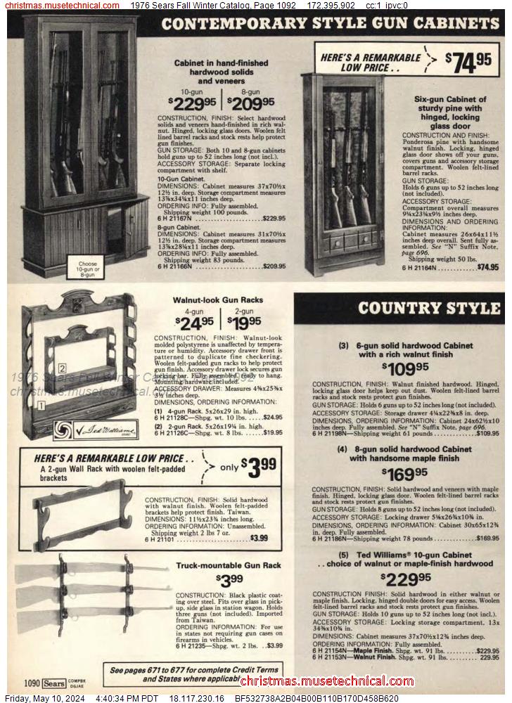 1976 Sears Fall Winter Catalog, Page 1092