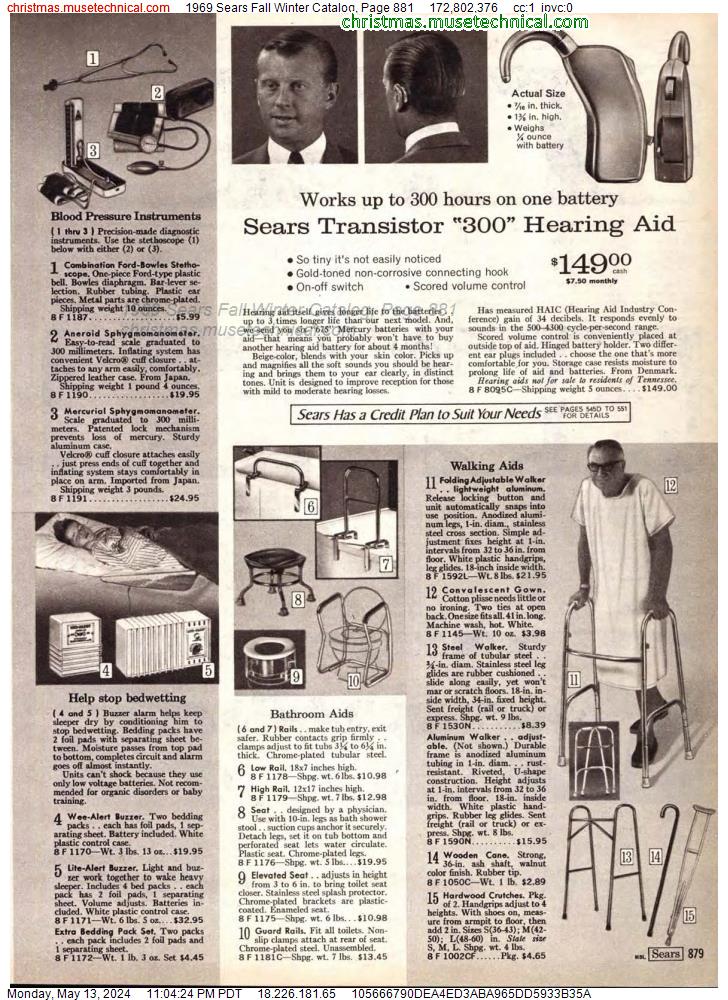 1969 Sears Fall Winter Catalog, Page 881