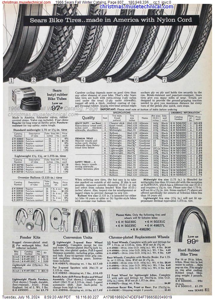 1966 Sears Fall Winter Catalog, Page 807