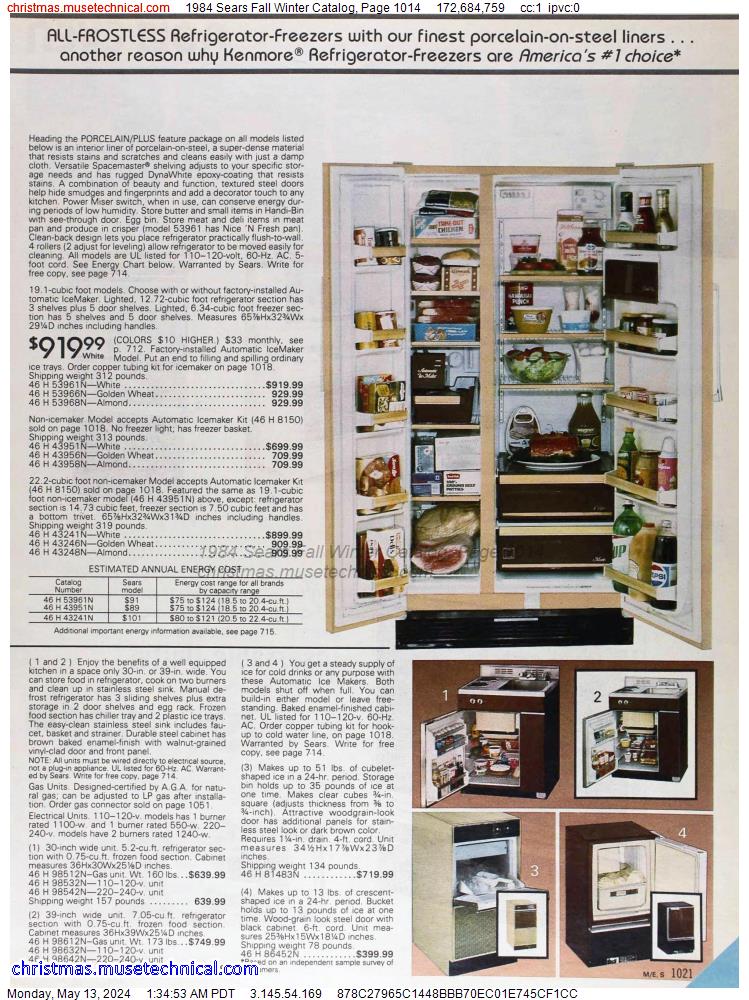 1984 Sears Fall Winter Catalog, Page 1014