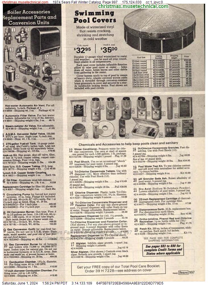 1974 Sears Fall Winter Catalog, Page 997