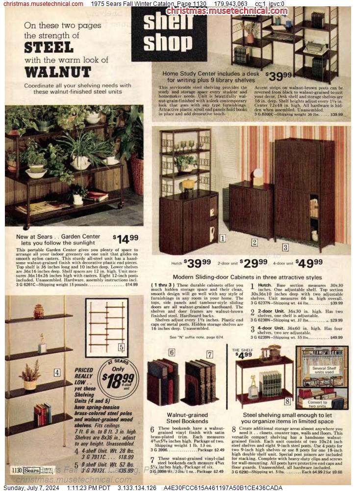 1975 Sears Fall Winter Catalog, Page 1130