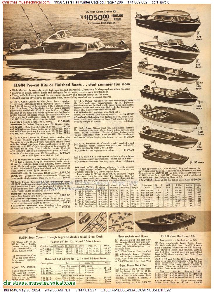 1958 Sears Fall Winter Catalog, Page 1206