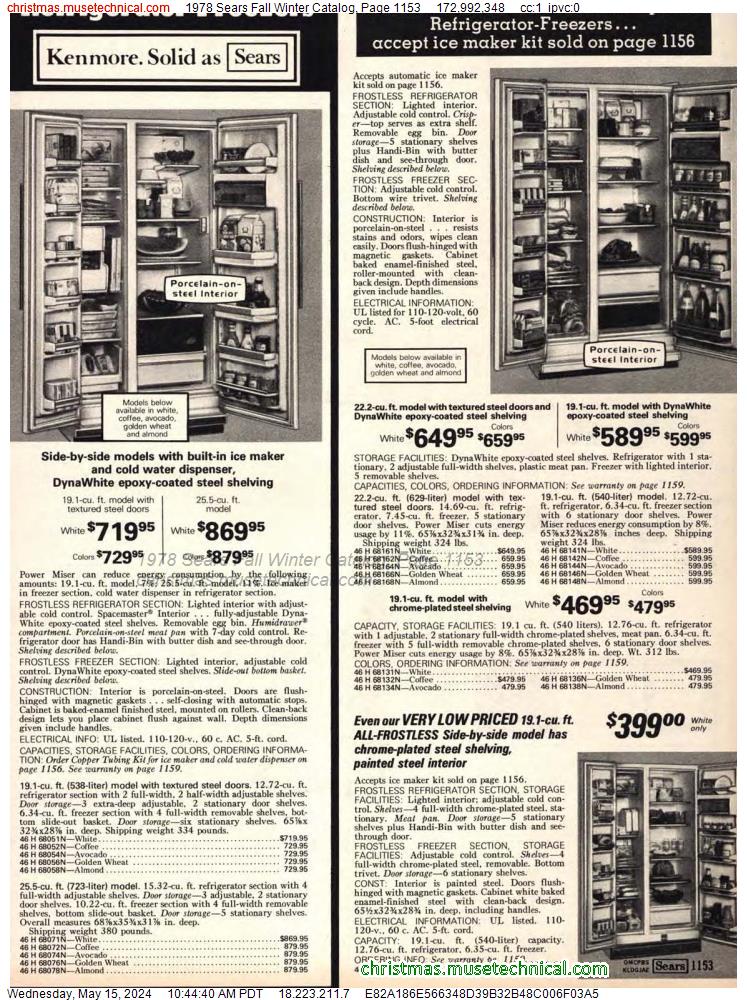 1978 Sears Fall Winter Catalog, Page 1153
