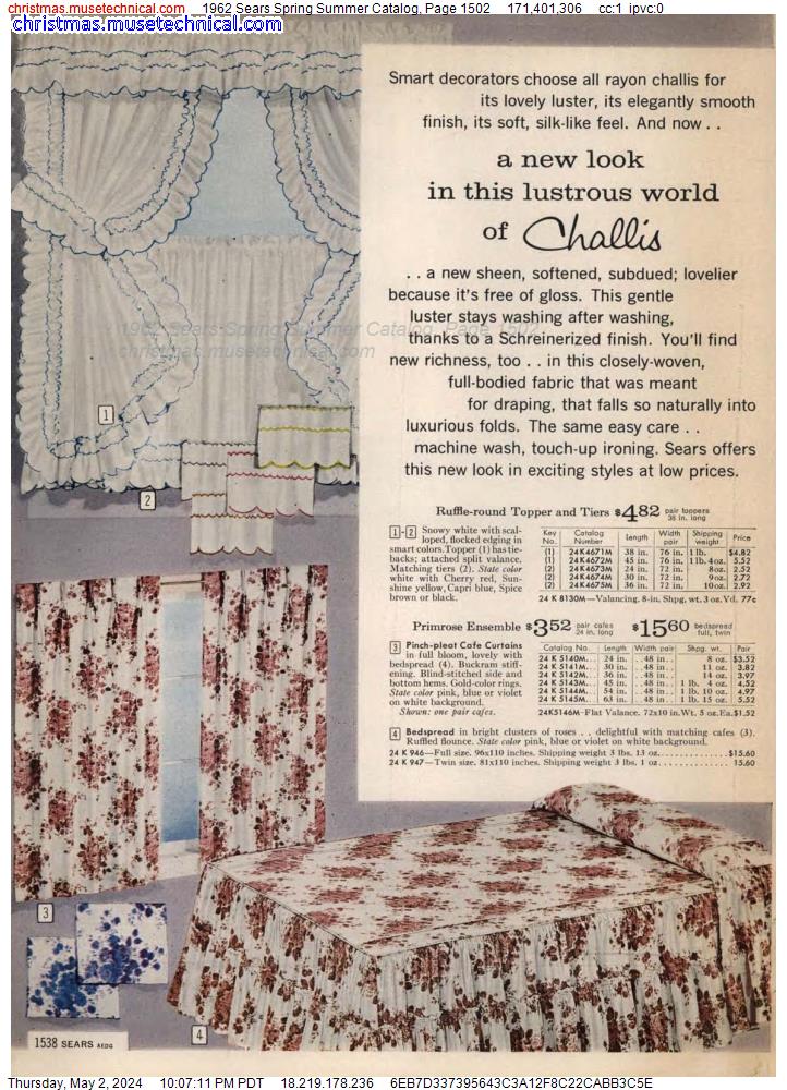 1962 Sears Spring Summer Catalog, Page 1502