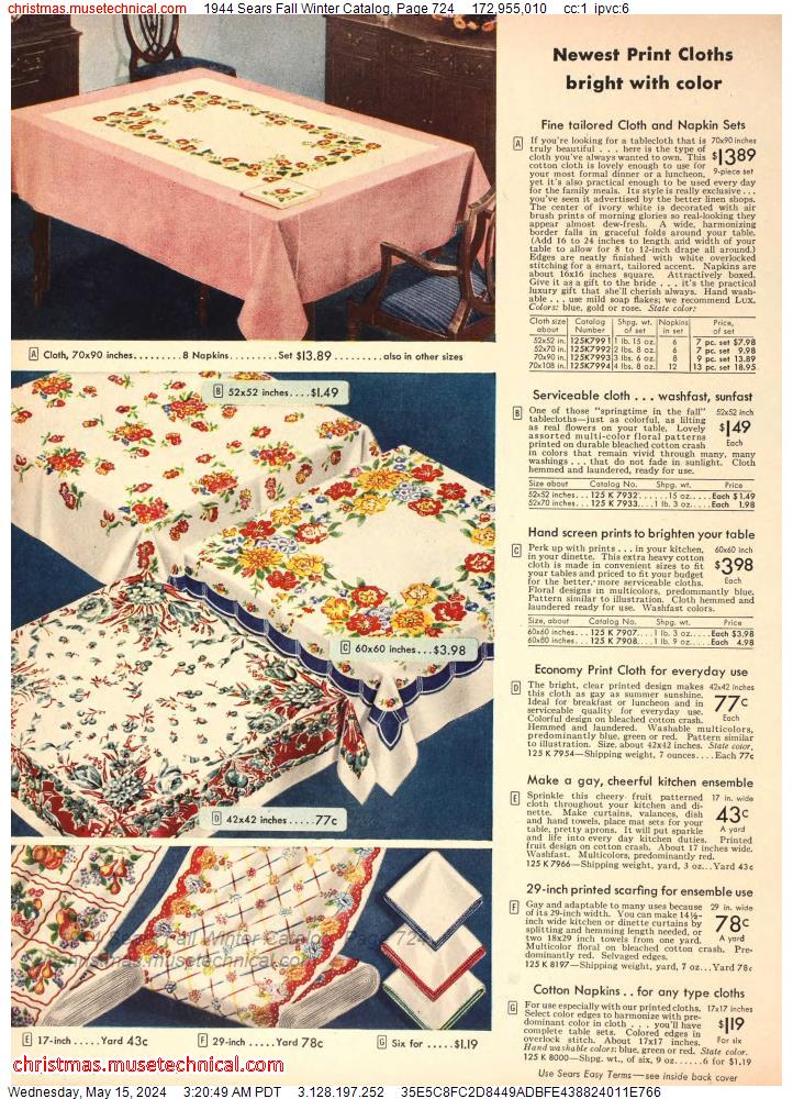 1944 Sears Fall Winter Catalog, Page 724
