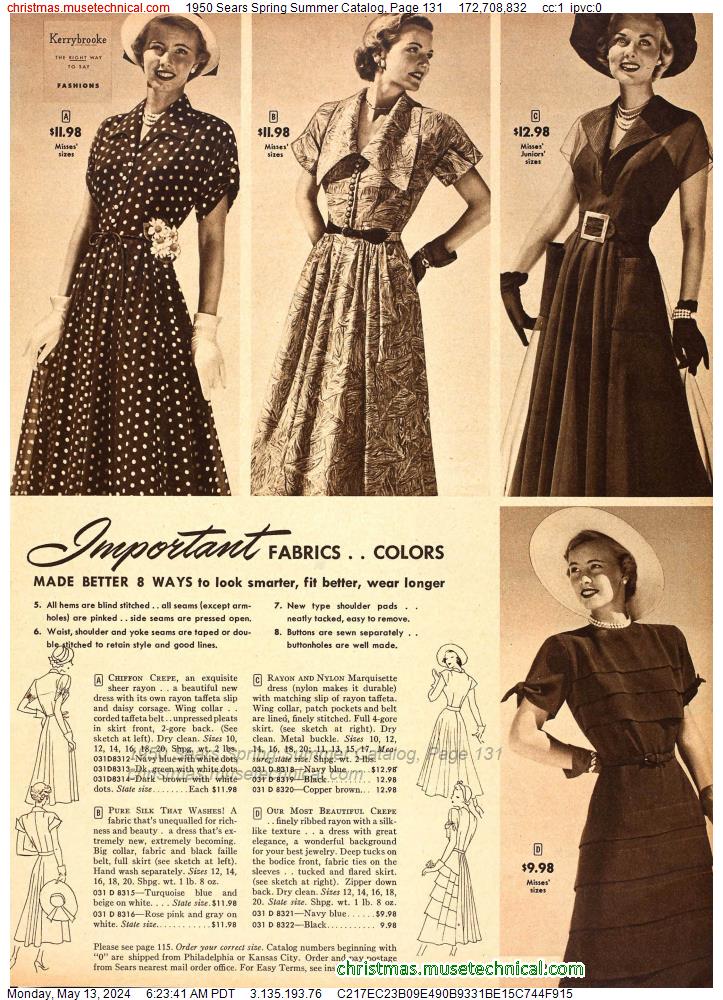 1950 Sears Spring Summer Catalog, Page 131