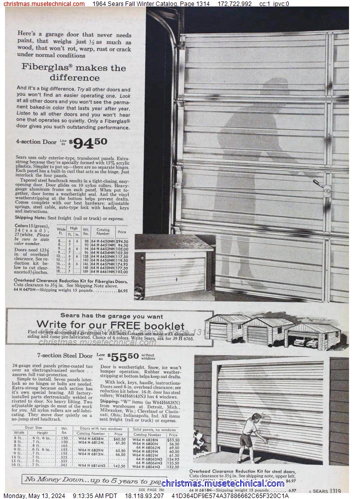 1964 Sears Fall Winter Catalog, Page 1314