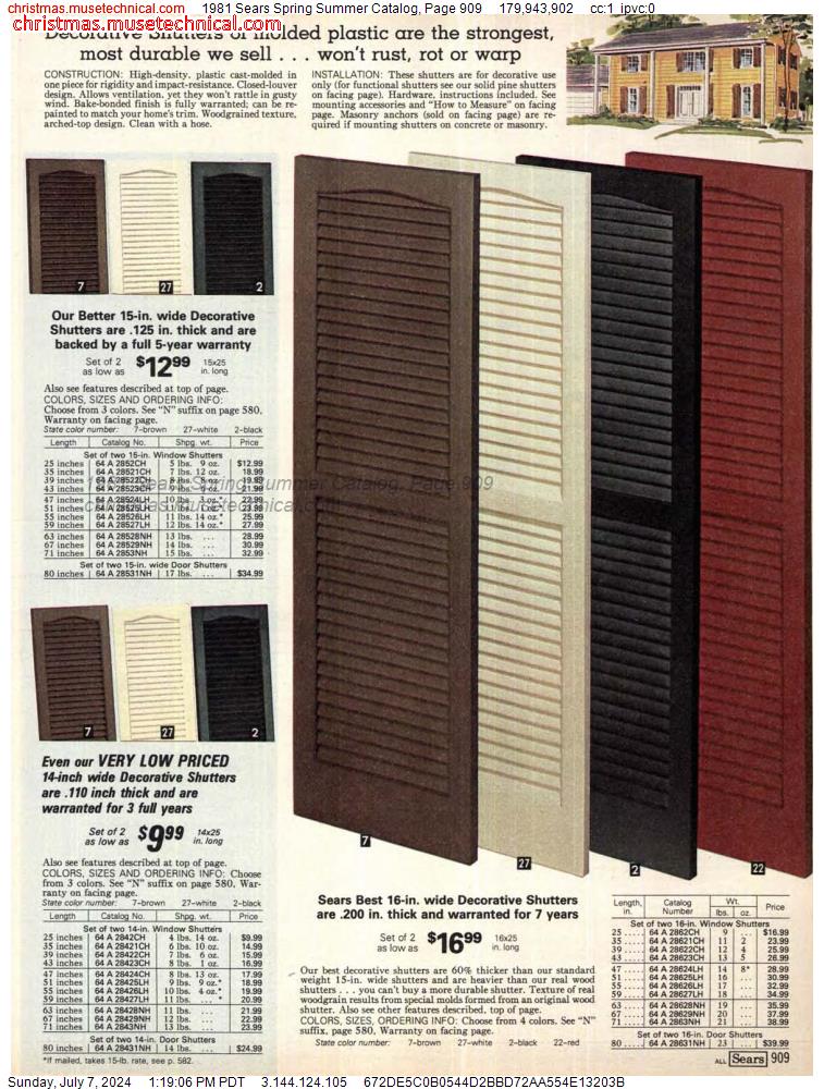 1981 Sears Spring Summer Catalog, Page 909