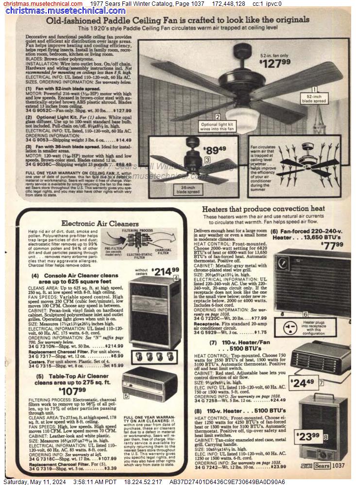 1977 Sears Fall Winter Catalog, Page 1037