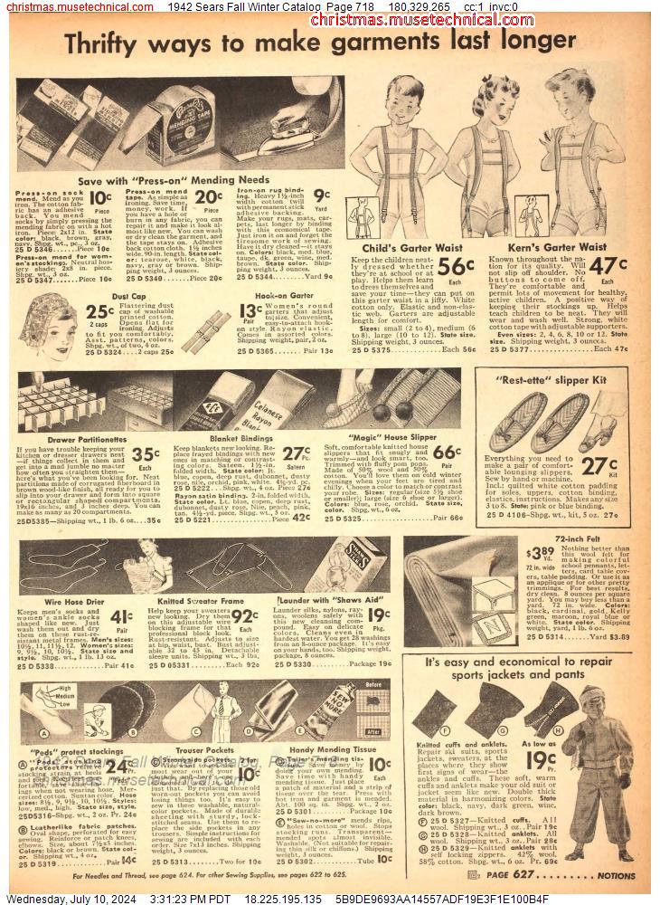 1942 Sears Fall Winter Catalog, Page 718
